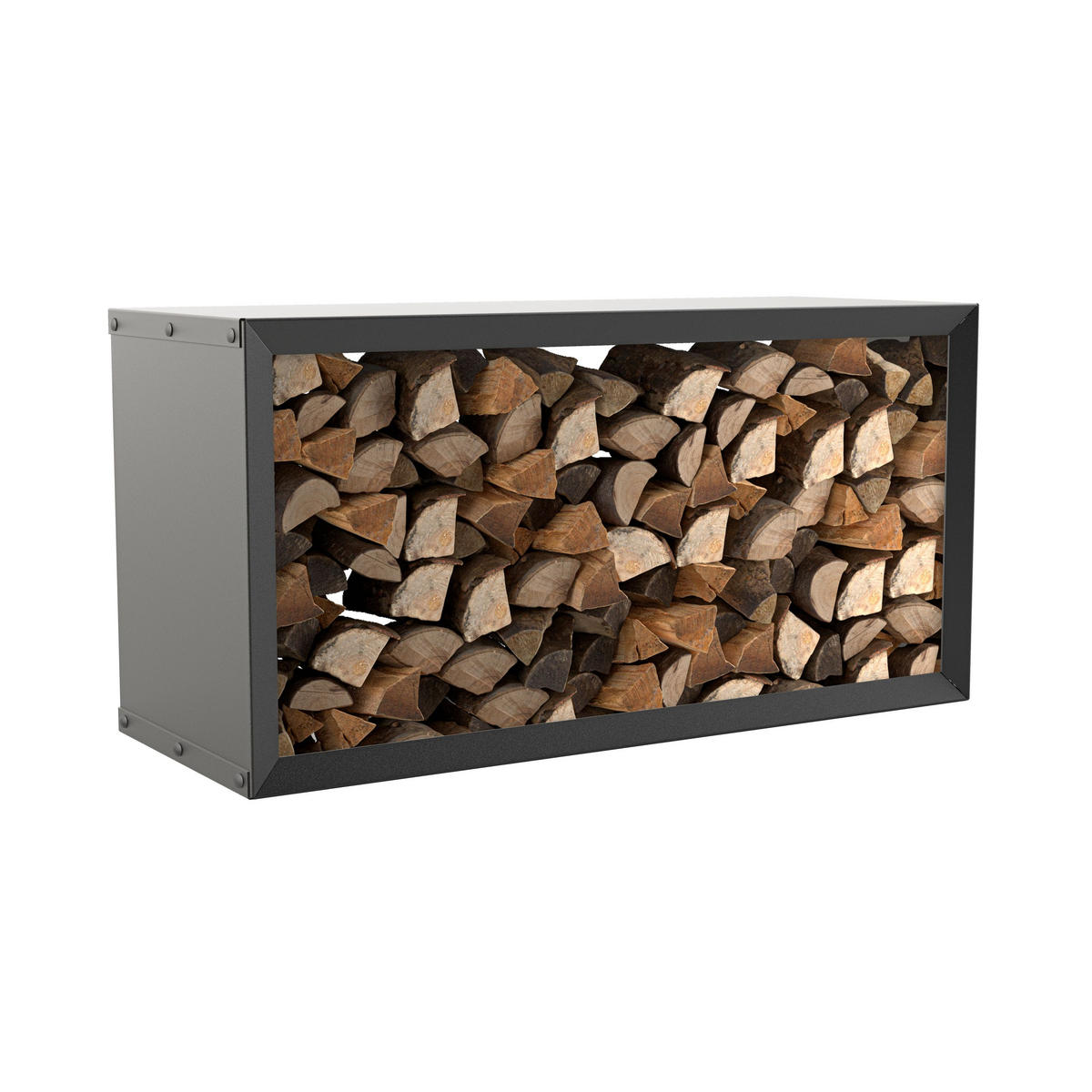 BRENNHOLZREGAL Wooker wide Kaminholzregal Holzlagersystem Schwarz 99 x 49 cm - Schwarz, Metall (99/49/49cm) - Alberts