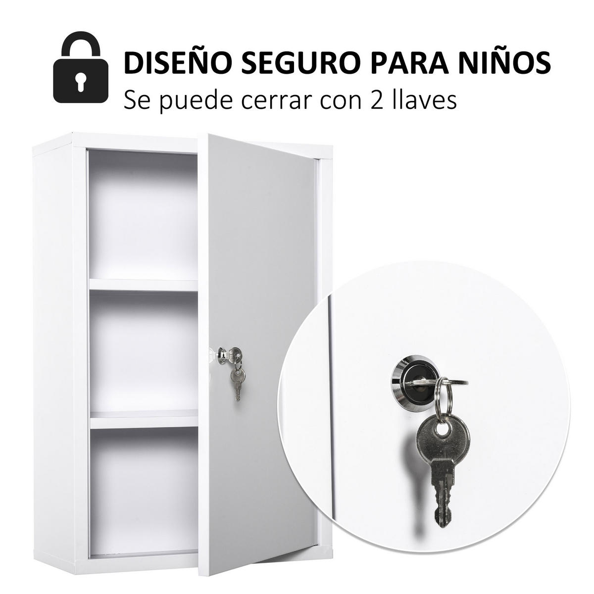 MEDIZINSCHRANK Weiß 1 Stück - Weiß, Metall (40/60/18cm) - GiPP