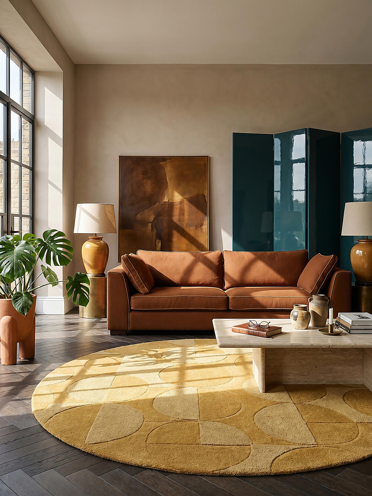 WOLLTEPPICH DEBEN Ø 160 cm - Gelb, Textil (160/160cm) - KADIMA DESIGN