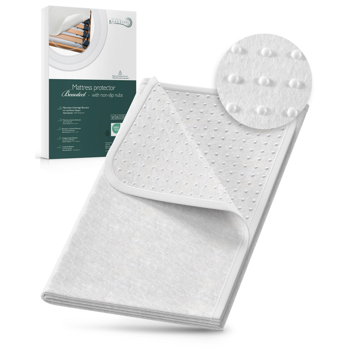 MATRATZENSCHONER BeauTect mit Noppen 200/200 cm - Weiß, Kunststoff/Textil (200/200cm) - Beautissu 