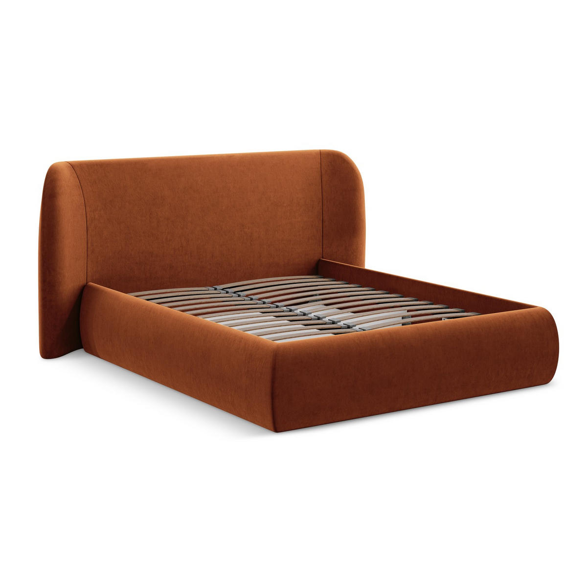 POLSTERBETT mit Bettkasten und Lattenrost 210x215 Orange - Terracotta/Schwarz, Kunststoff/Textil (160/200cm) - LaMiaSofa