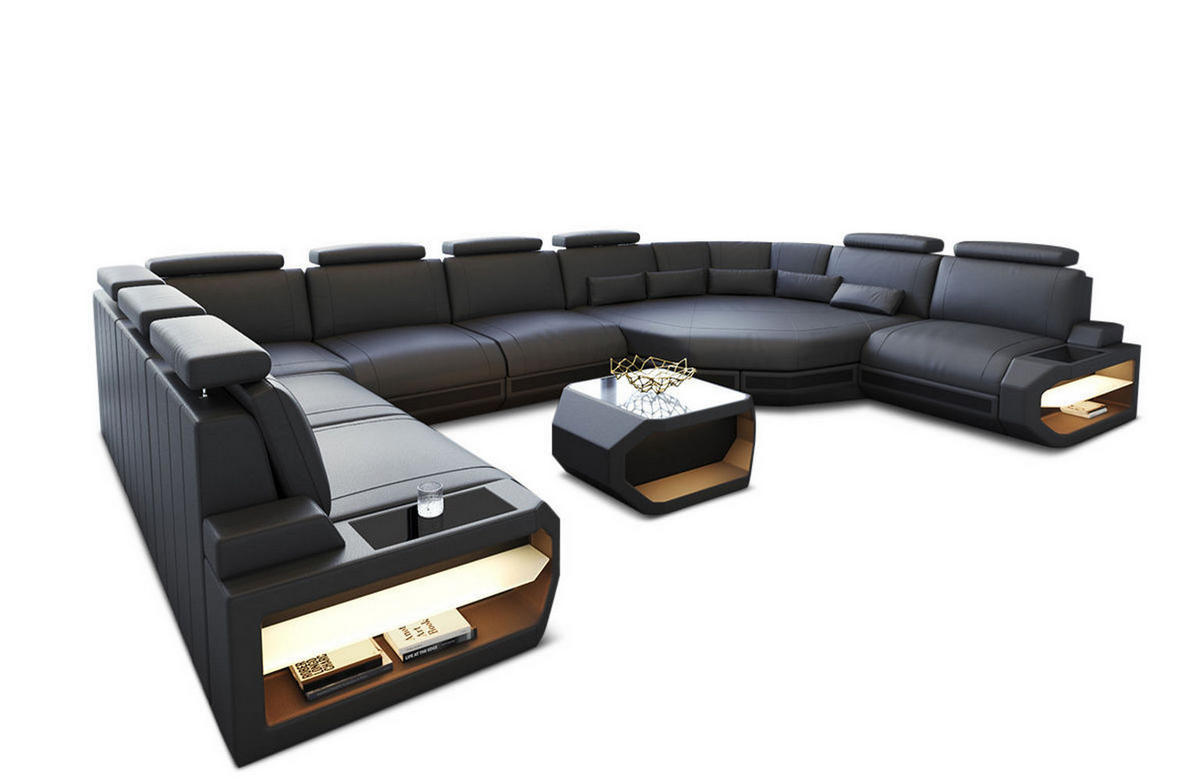 LEDERSOFA Asti L - Grau, Leder (427/93/280cm) - Sofa Dreams