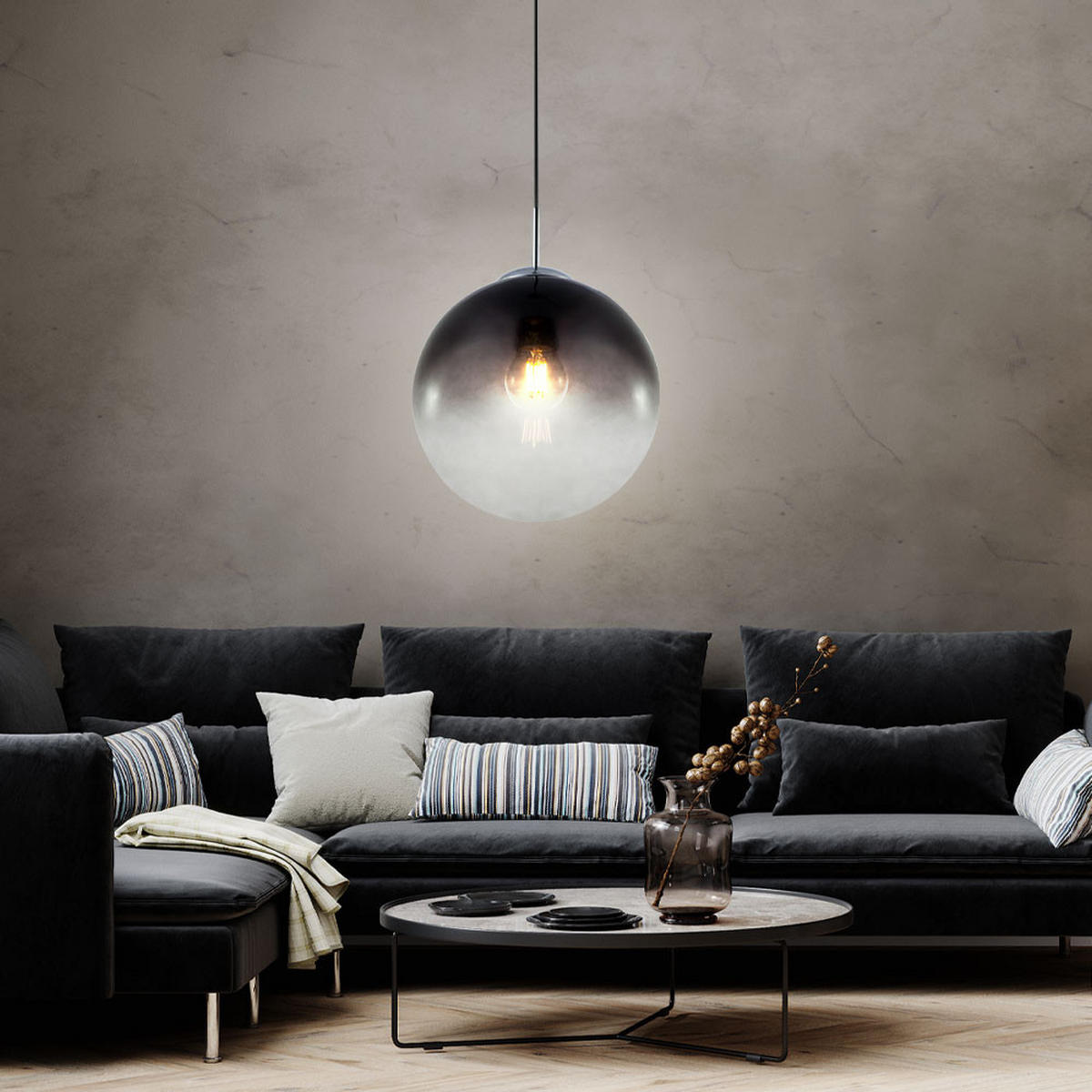 LED HÄNGELEUCHTE VARUS Grau Rauchglas - Grau, Glas (25/25/120cm) - Globo Lighting