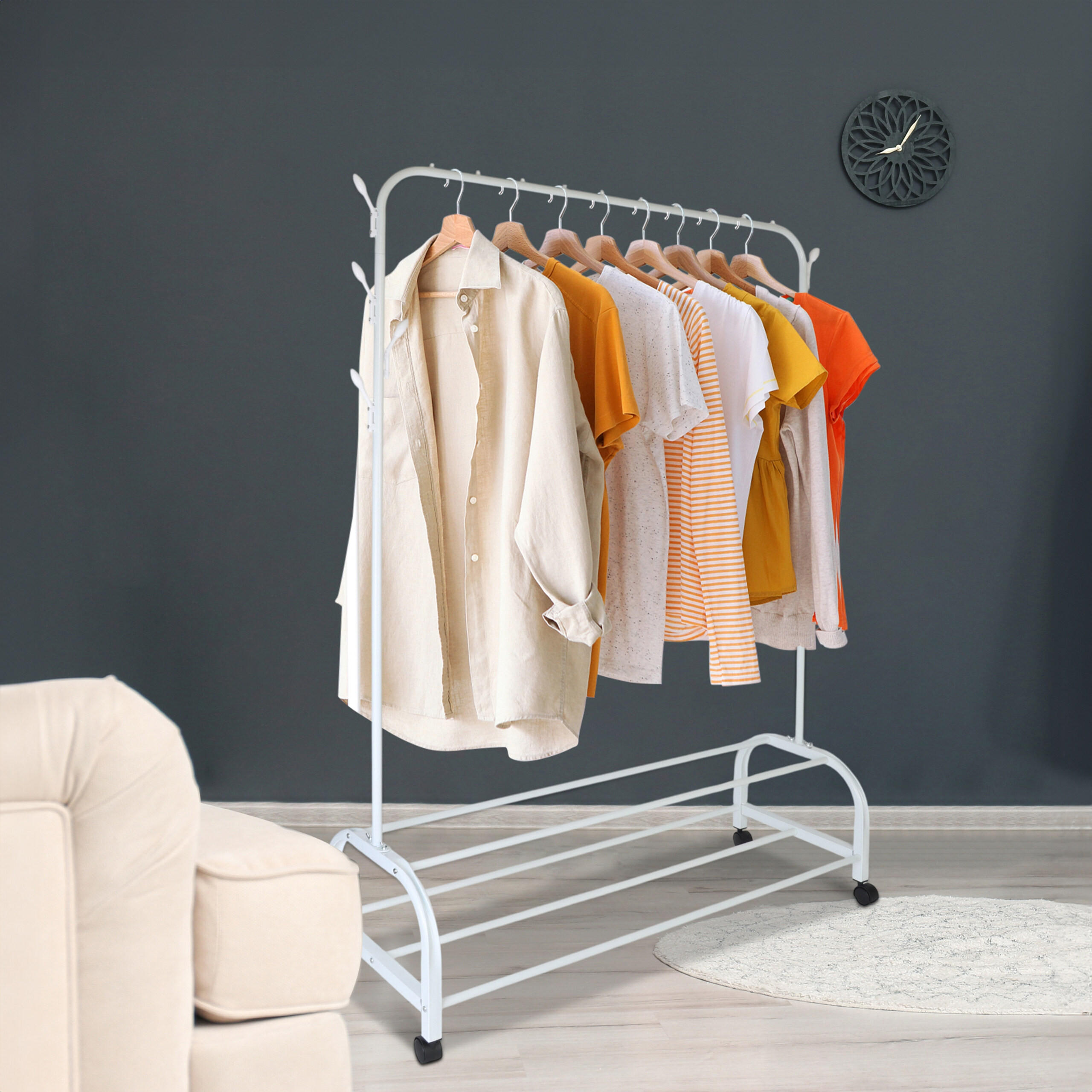 KLEIDERSTÄNDER - Weiß, Kunststoff/Metall (110/160/40cm) - Relaxdays