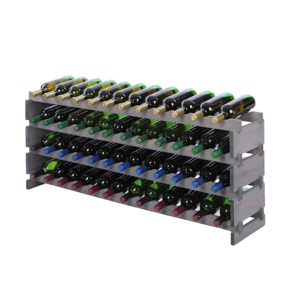 WEINREGAL VINOTECA FLEX PRO HxBxT 51x123x28cm 48 Flaschen auf 4 Ebenen Grau - Grau, Holz (123/51/28cm) - PROREGAL
