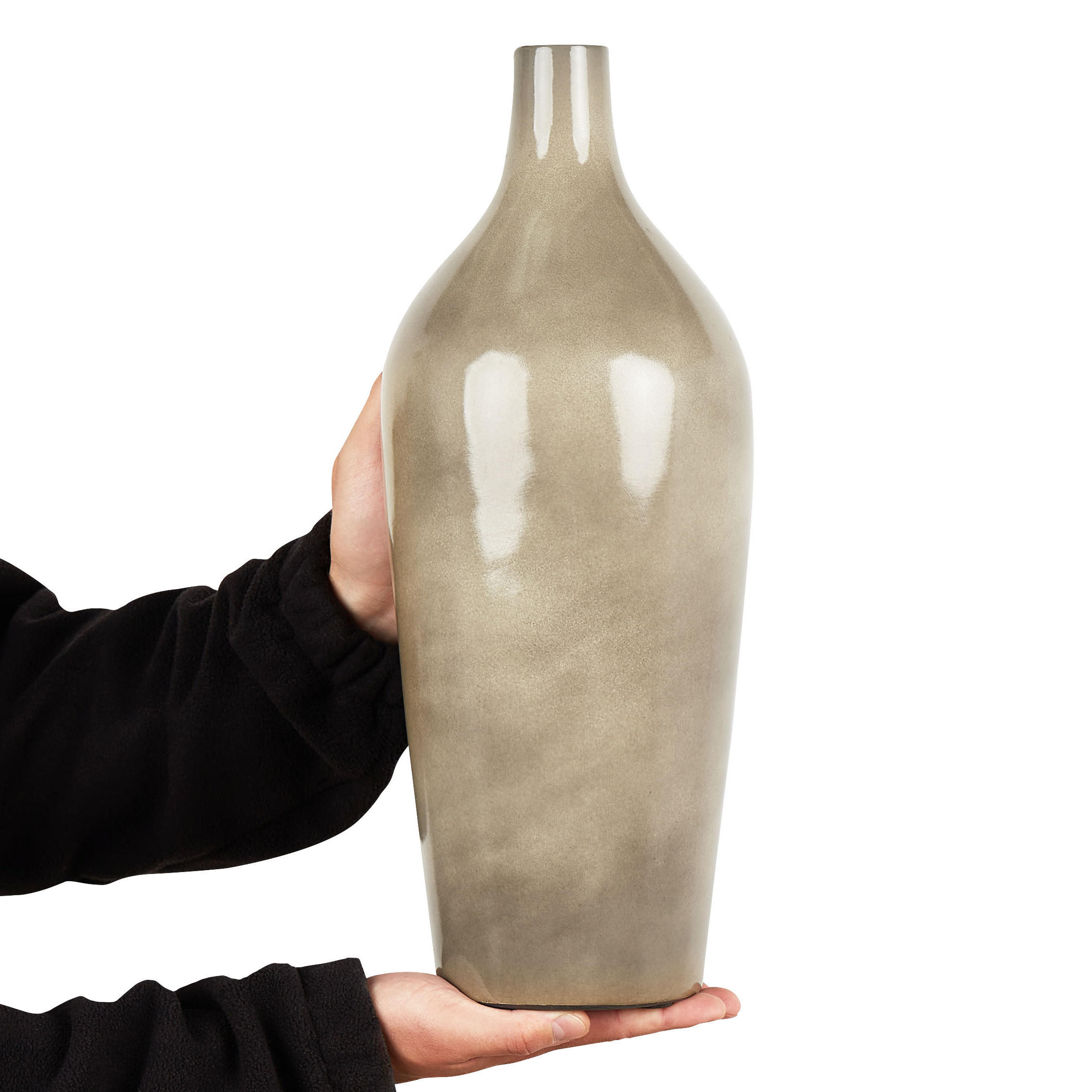 BLUMENVASE Terrakotta beige Leganes - Beige, Stein (47cm) - Beliani