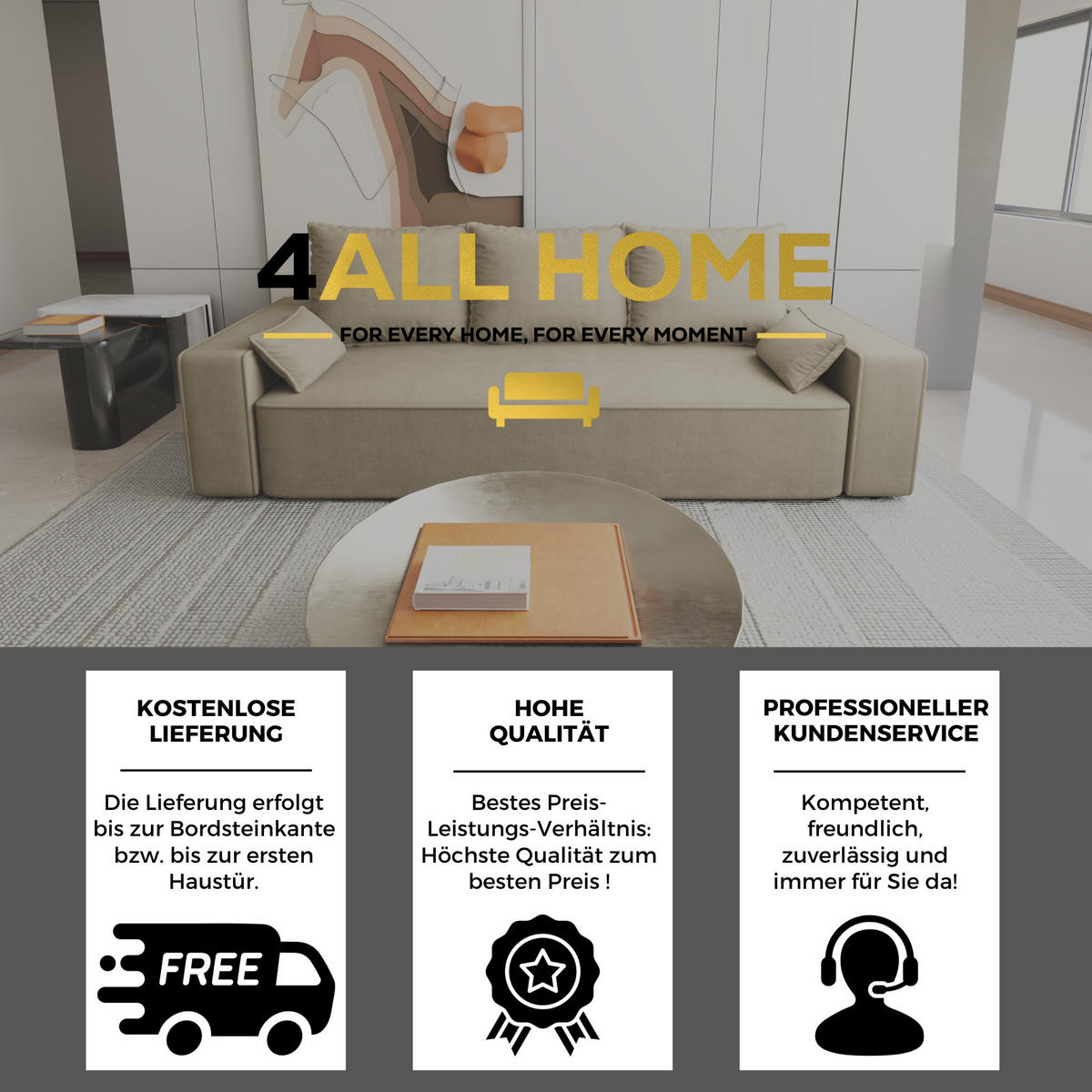 SOFA Veno mit Bettkasten und Schlaffunktion, Velourstoff - Cappuccino, Holzwerkstoff (242/85/95cm)