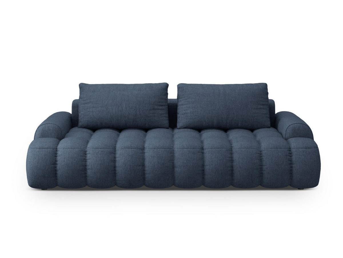 AUSKLAPPBARES-SOFA mit Bettkasten Linz aus strukturiertem Stoff dunkelblau 4 Sitzplätze - Dunkelblau, Textil (100/84/250cm) - Cosmopolitan Design