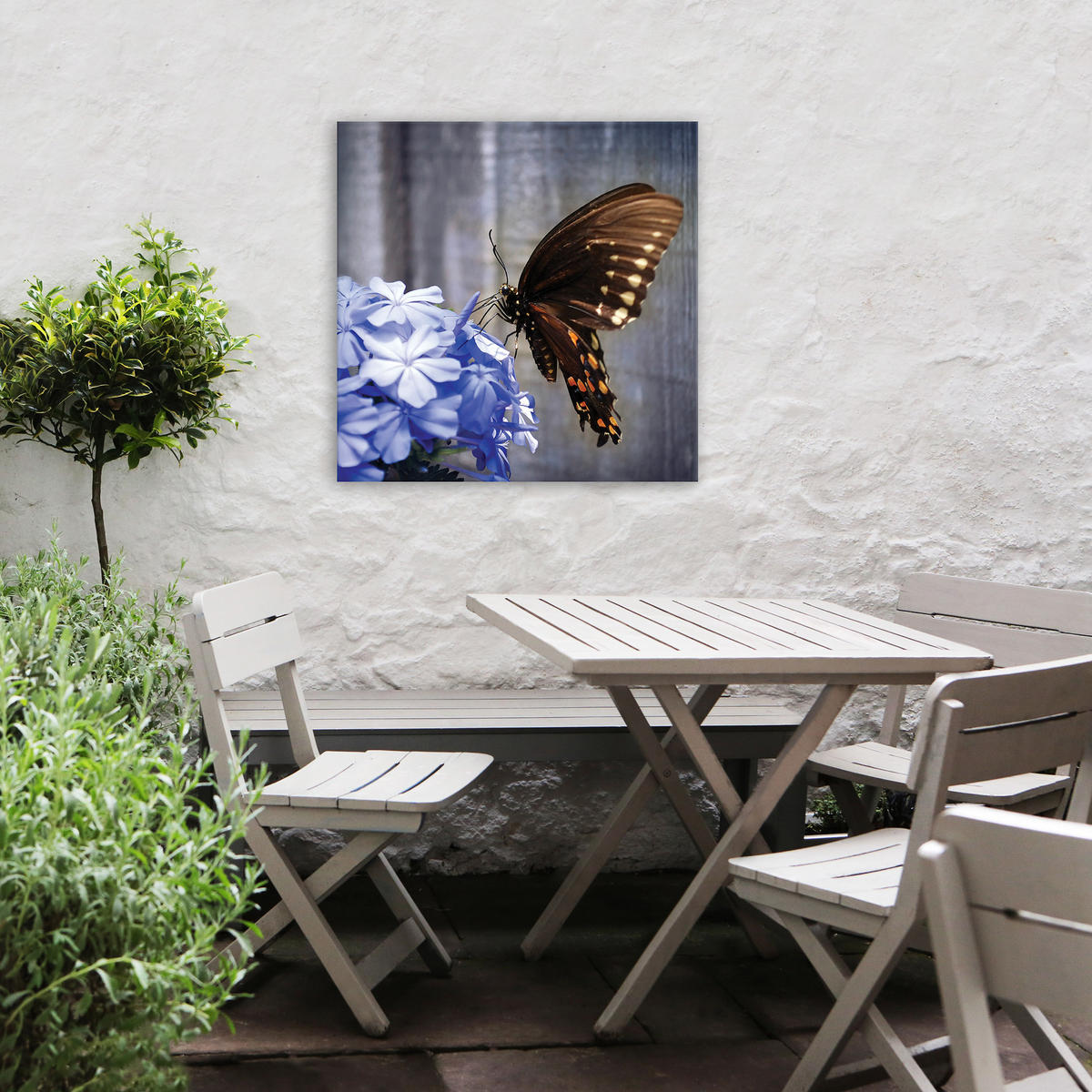 LEINWANDBILD Schmetterling auf einer Blume 50x50cm - Lila/Braun, Textil (50/1cm) - Art for the Home