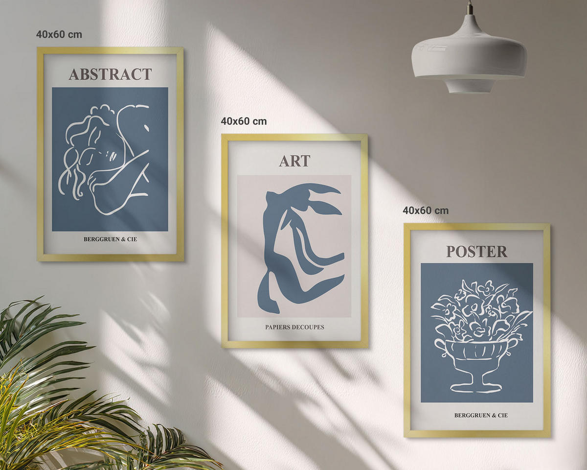 BILDER SET 3er Set - 40x60 cm Goldrahmen - Matisses stilvolle abstrakte Muster - Goldfarben, Kunststoff (40/60cm) - TULUP