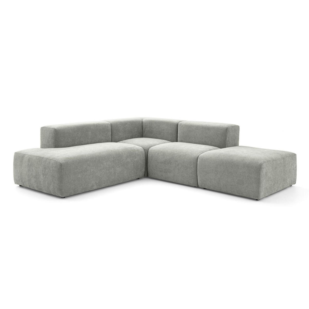 4-SITZER modulares Ecksofa HEAVEN SET 3 Links, Breite 270 cm Webstoff Grau - Schwarz/Grau, Holz/Kunststoff (245/270cm) - Muffo