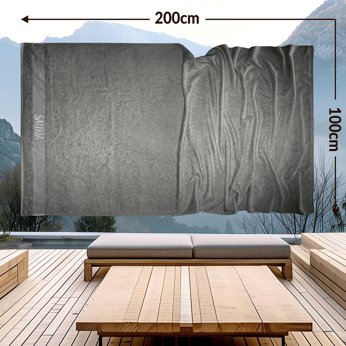 SAUNAHANDTUCH Lima Dunkelgrau 100x200 cm - Dunkelgrau, Naturmaterialien (100/200cm) - Lashuma