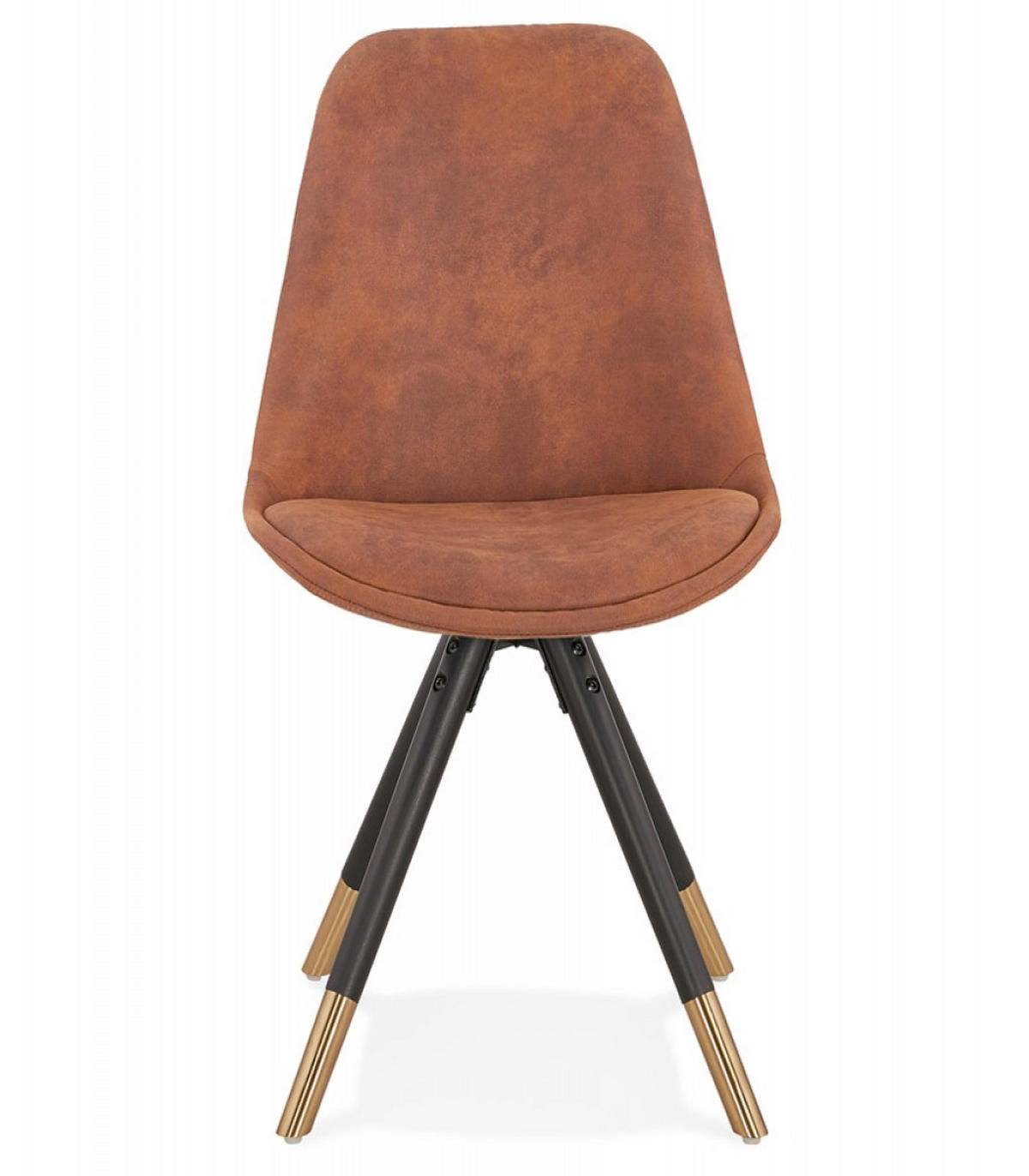 STUHL Holzgestell mit Goldakzenten Mikrofaserbezug gepolstert, Braun 48x56x83 cm - Schwarz/Braun, Holz/Buchenholz (48/83/56cm) - KADIMA DESIGN