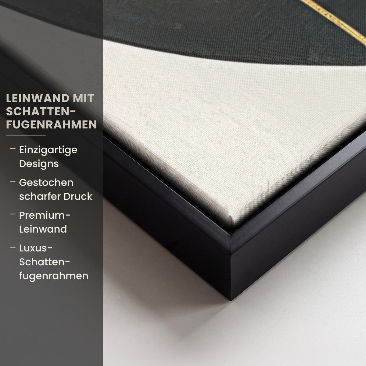 LEINWAND Bilder mit Rahmen - Abstrakt - Gold - Bronze - Grün - Formen - Modern - 90x90 - Multicolor, Textil (90/90cm) - MuchoWow