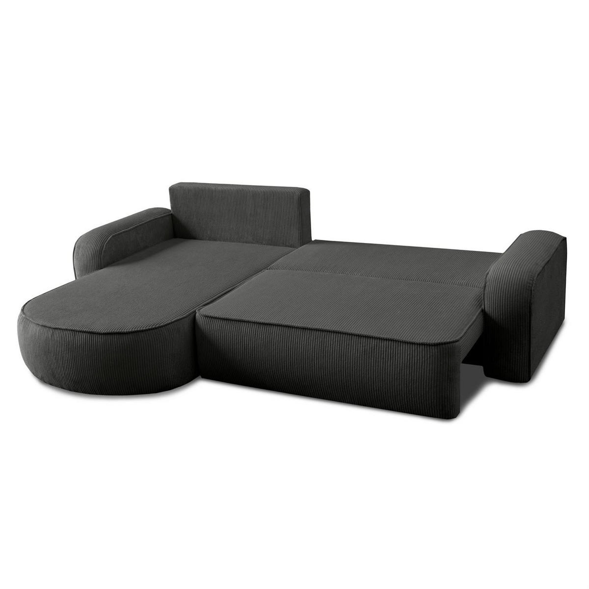 ECKSOFA VENUS mit Schlaffunktion und Bettkasten, Poso 34 - Dunkelgrau, Textil (275/178cm) - Lookway