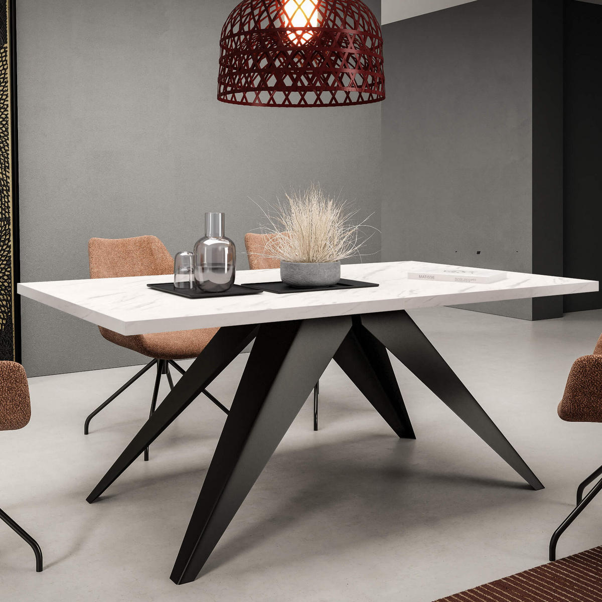 ESSTISCHE SENTO - Schwarz/Weiß, Holzwerkstoff (90/160/76cm) - Meblini