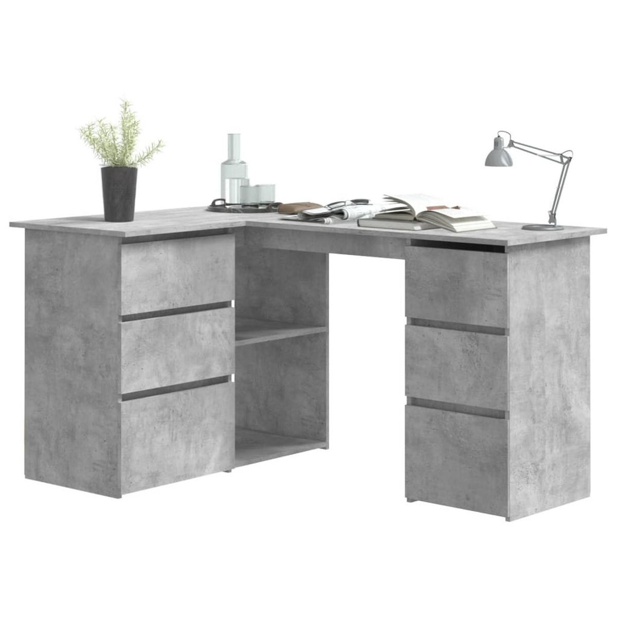 ECKSCHREIBTISCH Betongrau 145x100x76 cm Holzwerkstoff - Grau, Holzwerkstoff (145/100/76cm) - furnicato