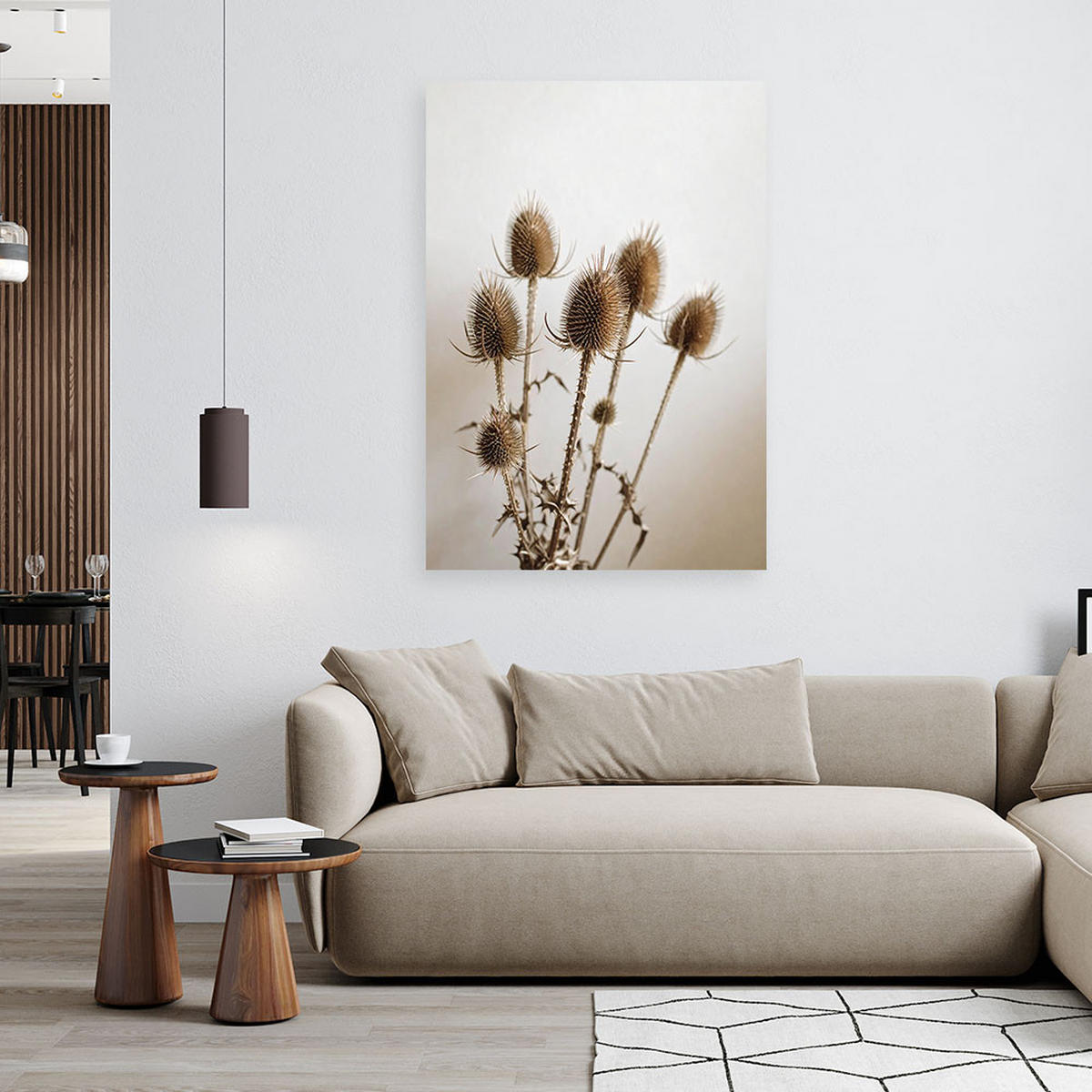 LEINWANDBILD Getrocknete Disteln Pflanzen in Beige 40x60cm - Beige, Textil (40/60cm) - Feeby