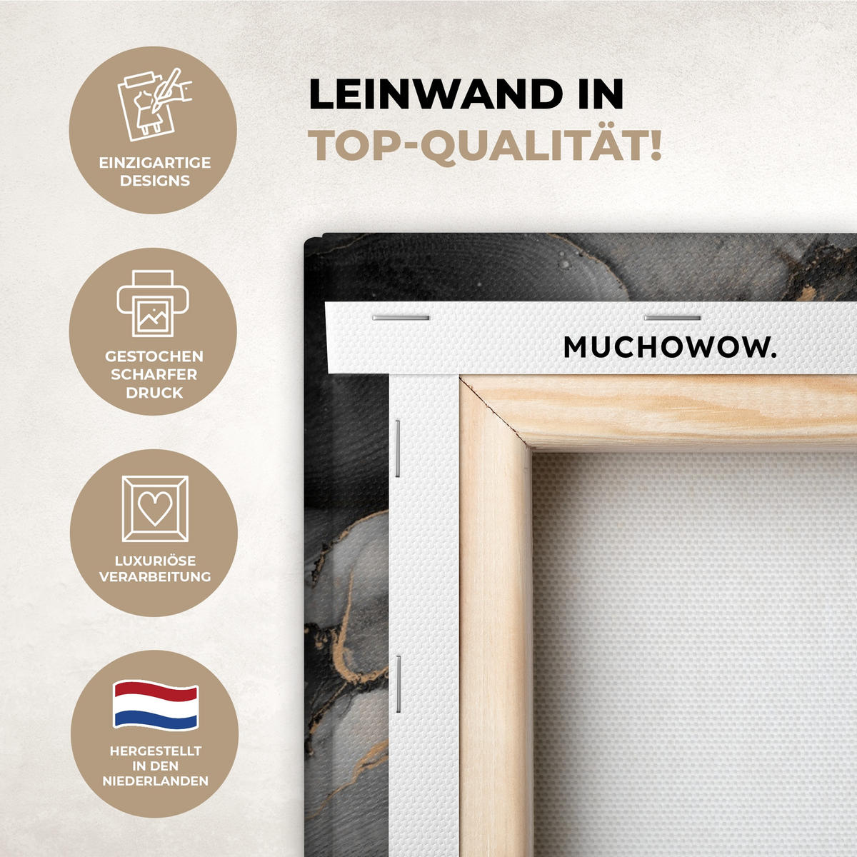 LEINWANDBILD Grau - Luxus - Gold - Marmor 40x30 cm - Dunkelgrau, Textil (40/30cm) - MuchoWow