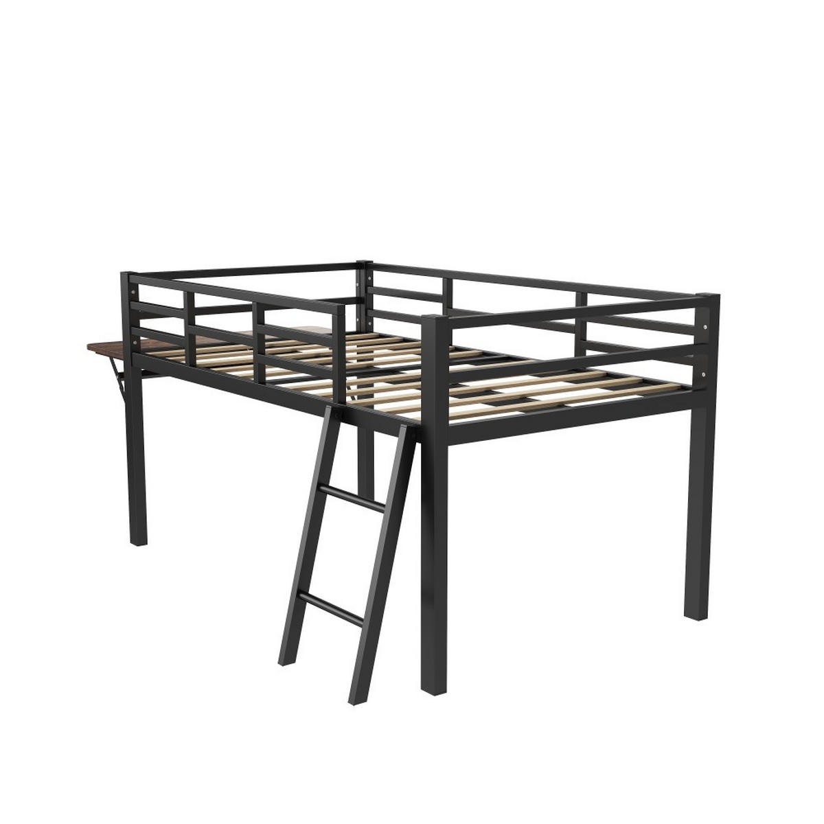 METALLBETT 90 x 200 cm in Schwarz mit LED-Lichtband - Schwarz, Metall (90/200cm) - KOMHTOM