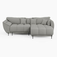 ECKSOFA LEGRO Rechts Grau Bouclé-Stoff L-Form Couch mit Schlaffunktion & Bettkasten - Schwarz/Grau, Holz (285/180cm) - Barchello