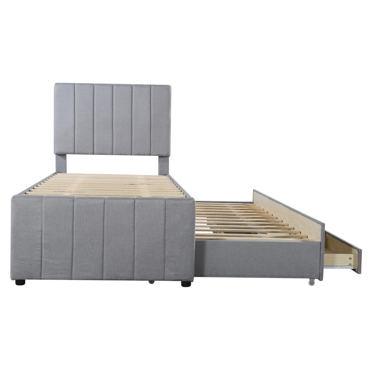 POLSTERBETT 90/200 cm Grau mit Polsterbett und 3 Schubladen - Grau, Textil (90/200cm) - Flora Grace