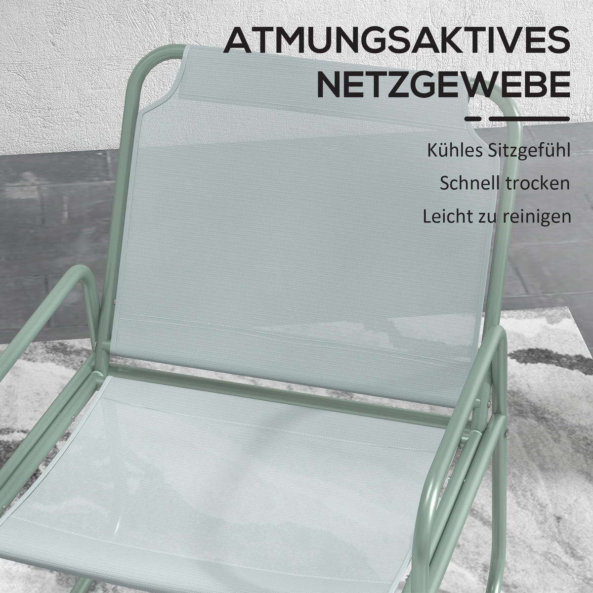 GARTENMÖBEL Set, Stahl, Mesh, Grün - Grün, Textil/Metall - Outsunny