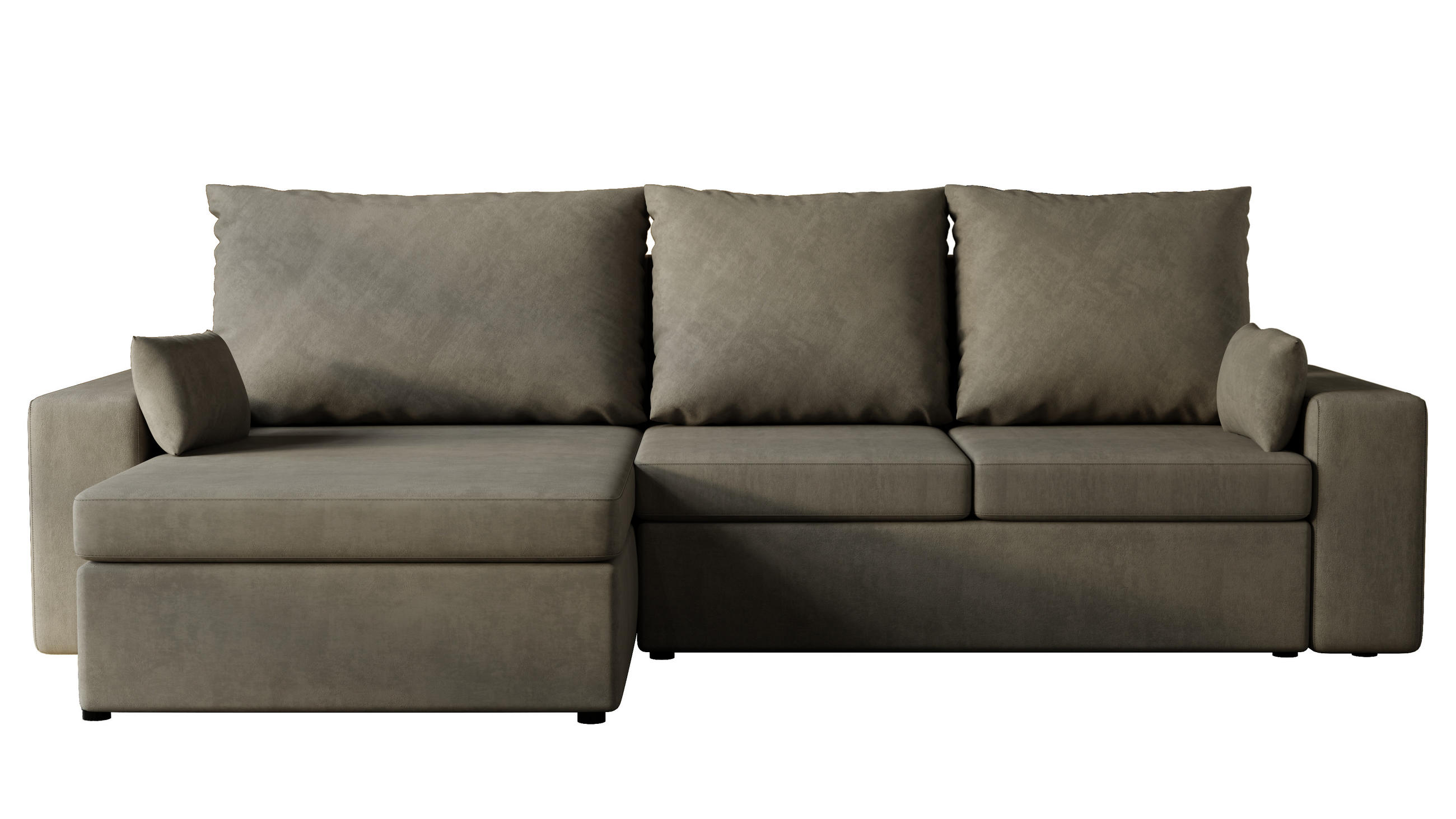 ECKSOFA Paco mit Bettkasten und Schlaffunktion, L-Form/XL-Form, Velourstoff, Universal - Hellgrau, Holzwerkstoff (276/145cm) - 4ALL HOME