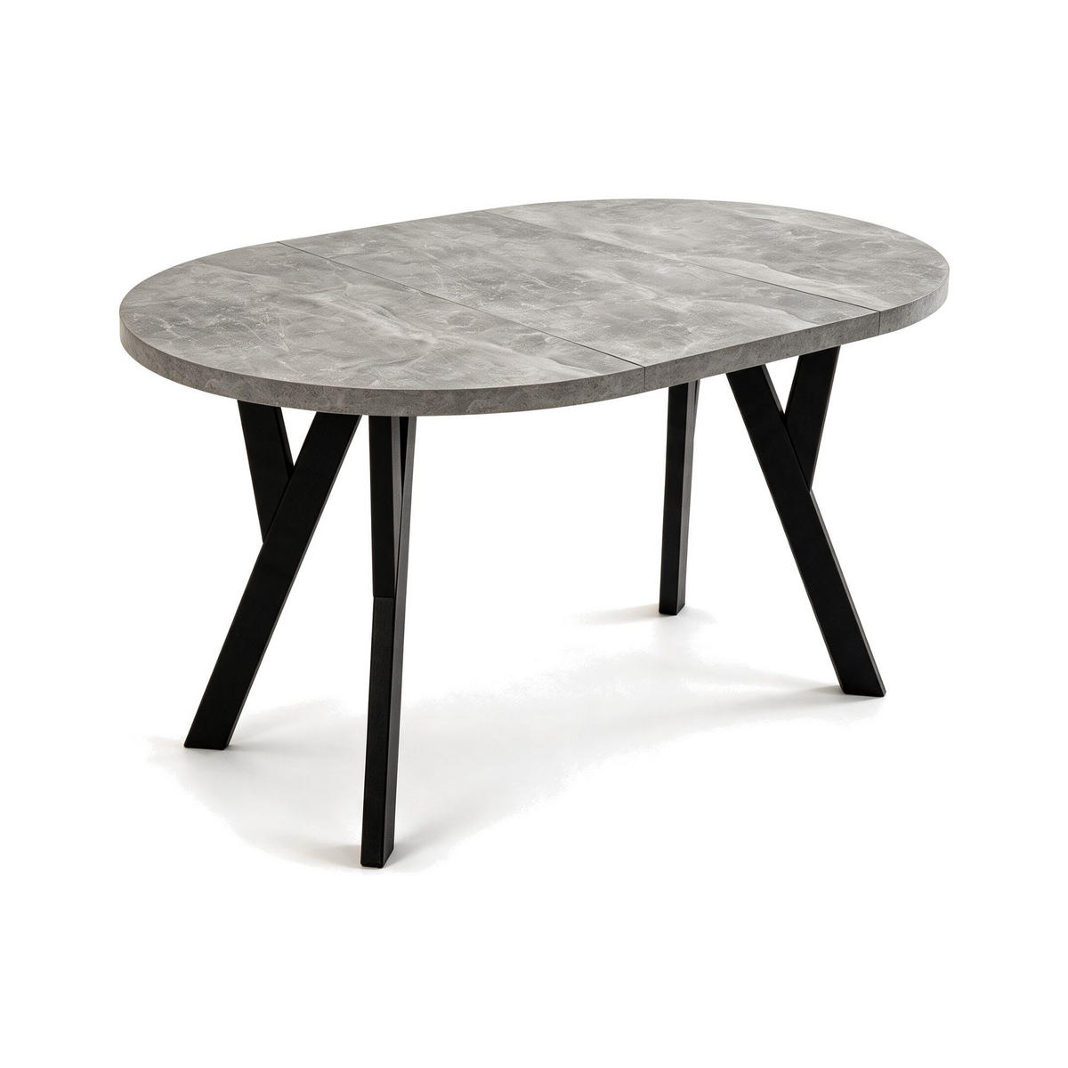 ESSTISCH ausziehbar rund 90-190 cm ATO Beton, Auszugstisch mit Einlegeplatte - Schwarz/Grau, Holzwerkstoff (90/90/77cm) - VENASI MÖBEL
