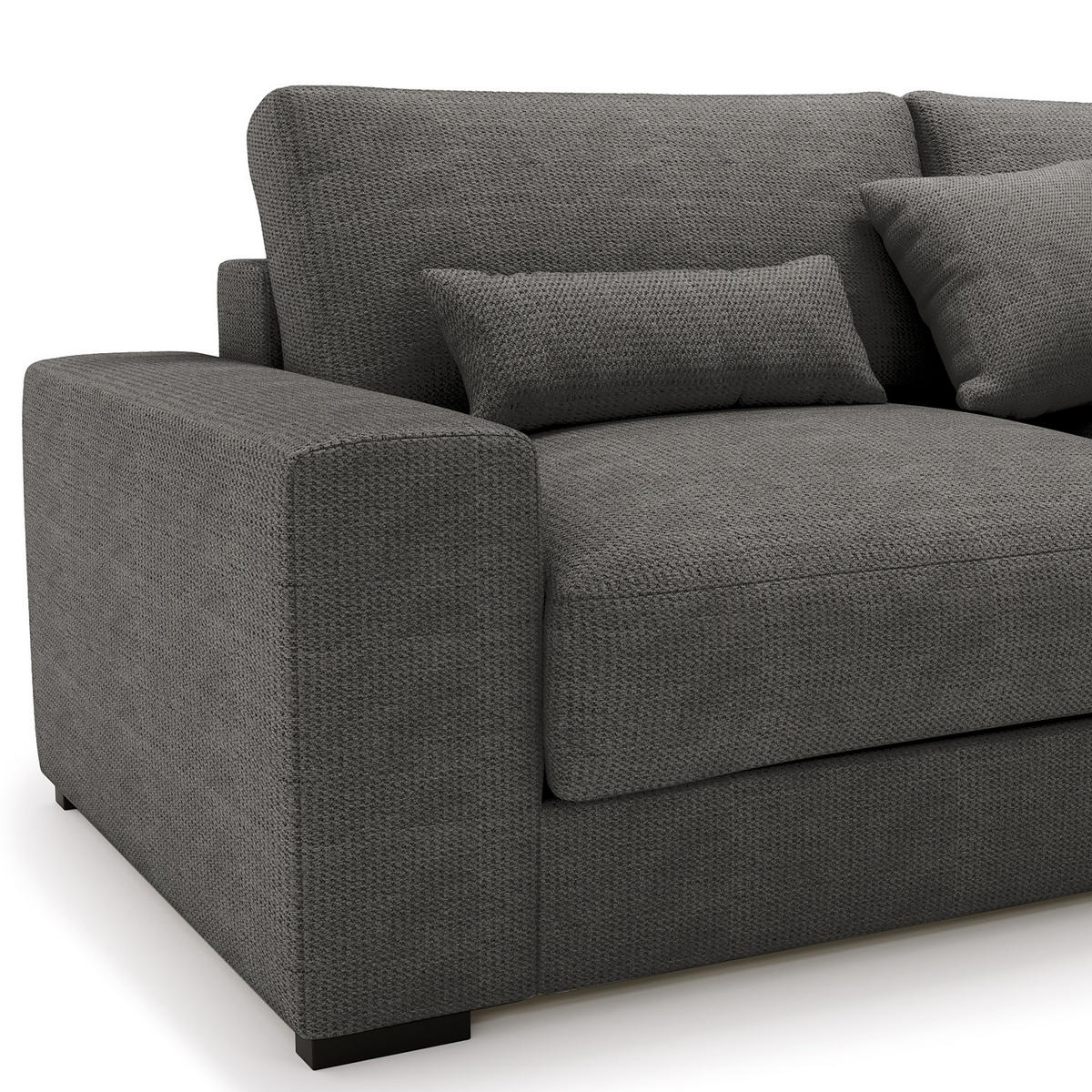 ECKSOFA mit Longchair - Anthrazit/Schwarz, Kunststoff/Textil (340/205cm) - home24