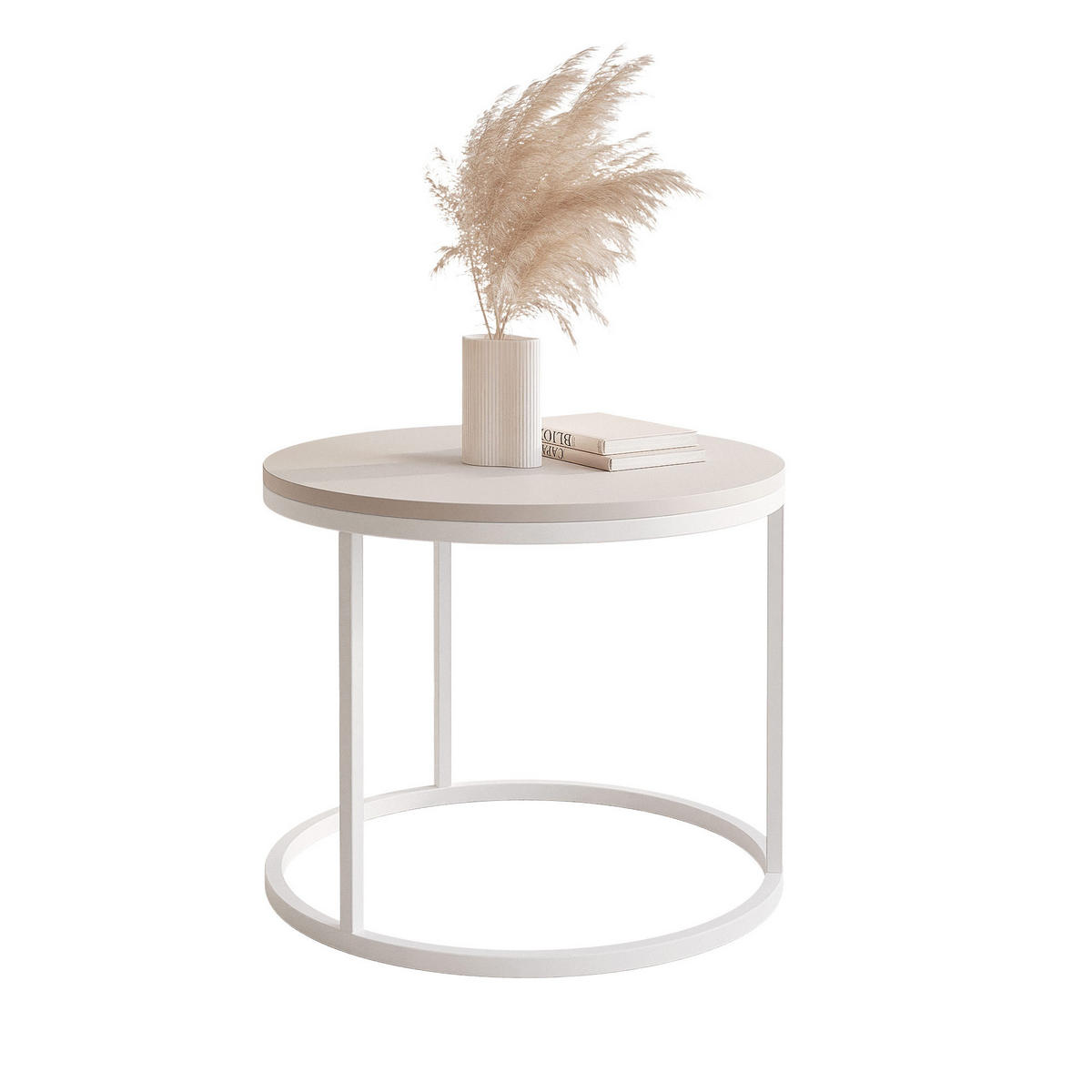 COUCHTISCH 50 cm rund Kaschmir, Weiß Gestell - Kaschmir, Holzwerkstoff (50/50/42cm) - Idohome