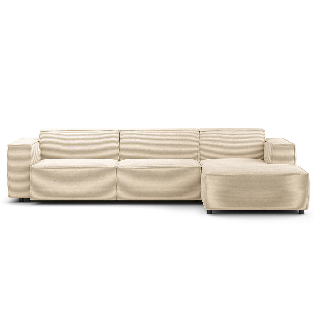 ECKSOFA mit Longchair - Beige/Schwarz, Kunststoff/Textil (294/177cm) - home24