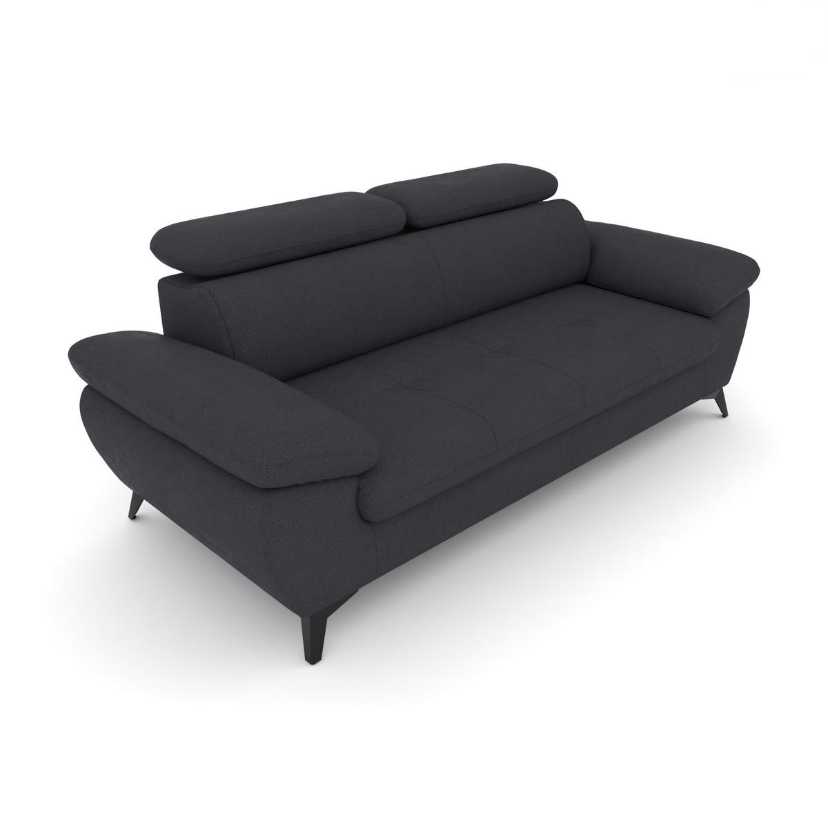 3-SITZER Karlstad Flachgewebe Blau verstell. Kopfstützen B 215 cm - Dunkelblau, Kunststoff/Textil (215/84/100cm) - foamnova