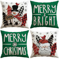 KISSENBEZÜGE 4er Set 45 x 45 cm Weihnachten Schneemann Weihnachtsmann Grün - Multicolor, Textil (45/45cm)