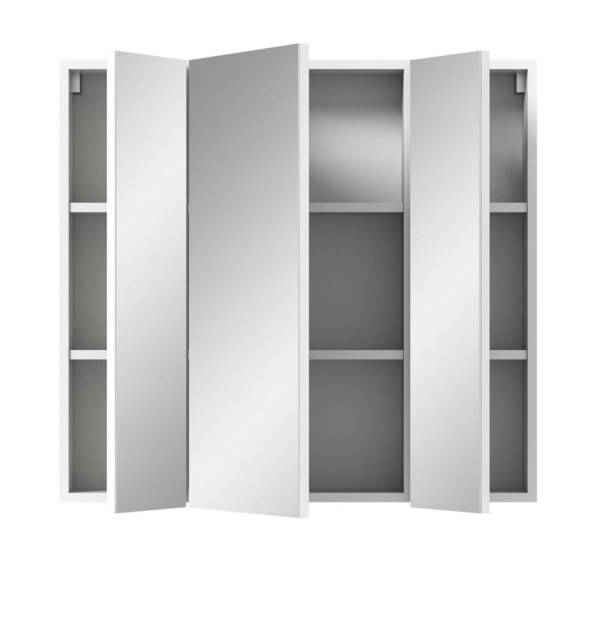 SPIEGELSCHRANK weiß 80 x 77 cm, Badschrank 3-türig - Weiß, Glas/Holzwerkstoff (82/77/18cm) - Inn.Furn