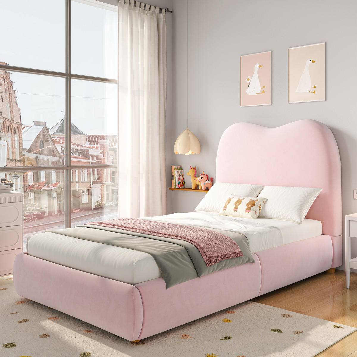 POLSTERBETT 90/200 cm aus Samt mit Lattenrost und hydraulischem Stauraum Pink - Rosa, Textil (90/200cm) - Modenvie