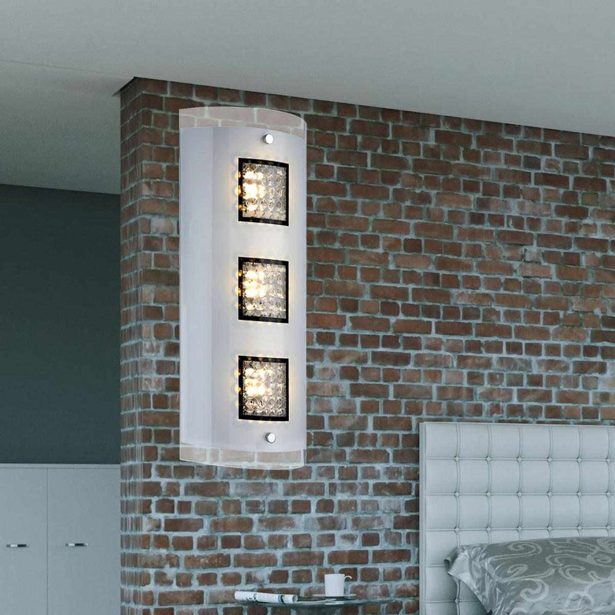 LED WANDLEUCHTE Sterni Metall Silber - Silberfarben, Glas (18/40/6.2cm) - Globo Lighting