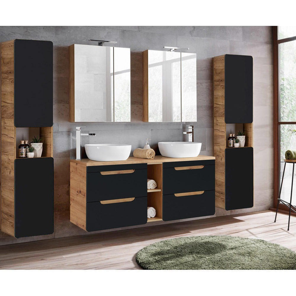 Lomado Badmöbel-Set Anthrazit 241x200x46 cm