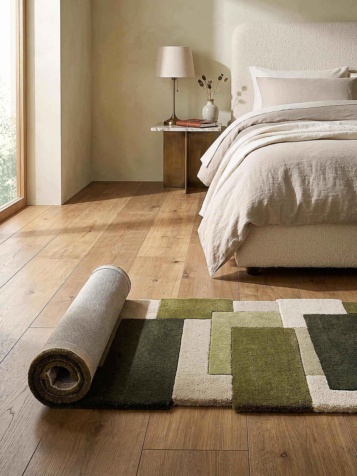 TEPPICHLÄUFER handgetuftet HALLEIN, Farbblöcke, Erdtöne-Grün, 60 x 230 cm - Grün, Textil (60/230cm) - KADIMA DESIGN
