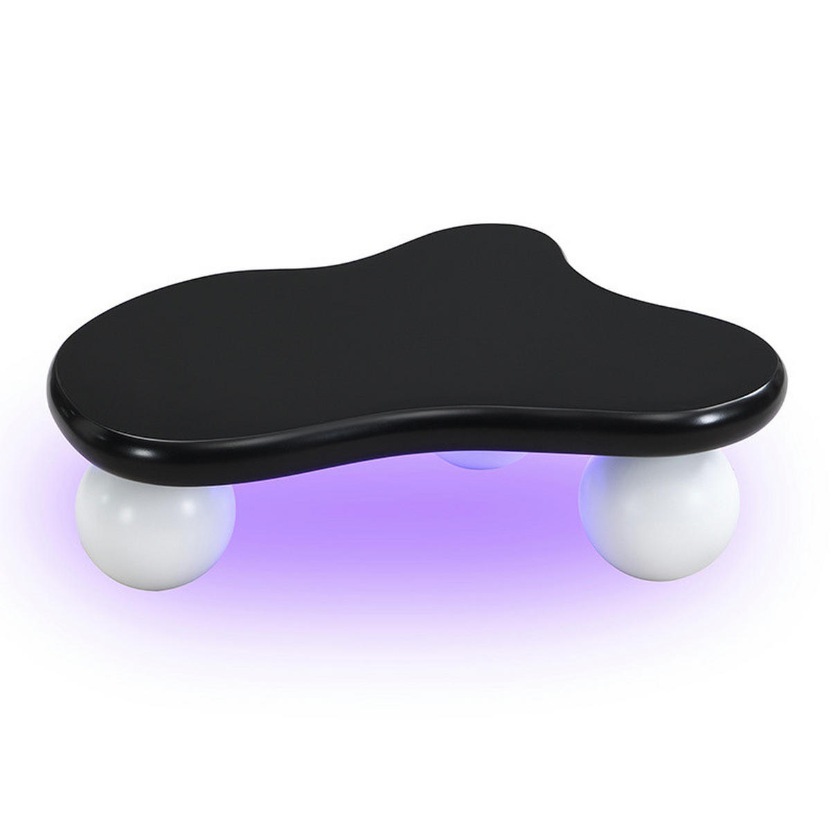 COUCHTISCH 95/62,5/32 cm mit LED-Beleuchtung, wolkenförmigem Design und MDF-Oberfläche, Schwarz/Weiß - Schwarz/Weiß, Holzwerkstoff (95/62.5/32cm) - Redom