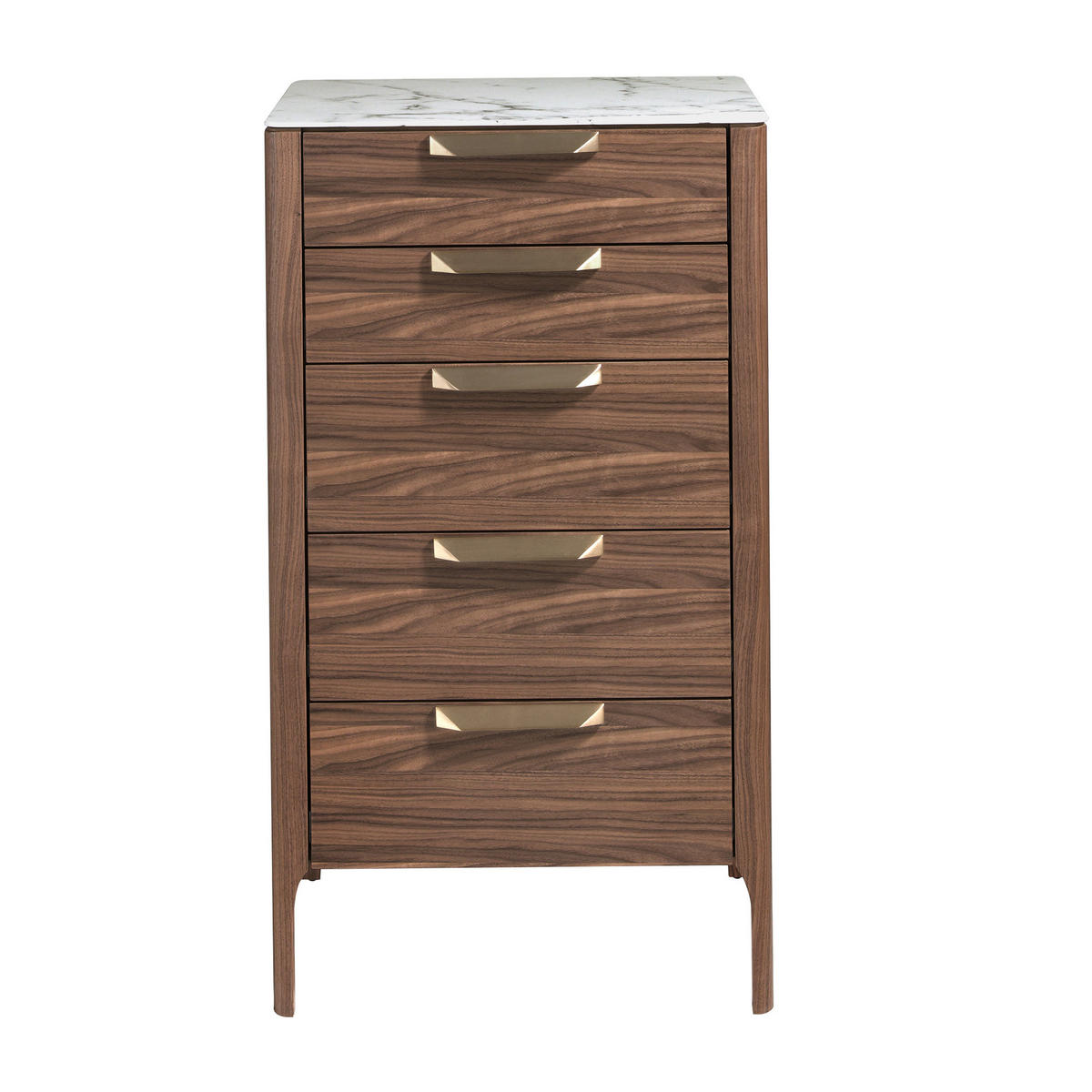 KOMMODE Walnuss Stahl Weiß 60/45/107 cm - Edelstahlfarben/Walnussfarben, Holz/Stein (60/107/45cm) - ANGEL CERDA