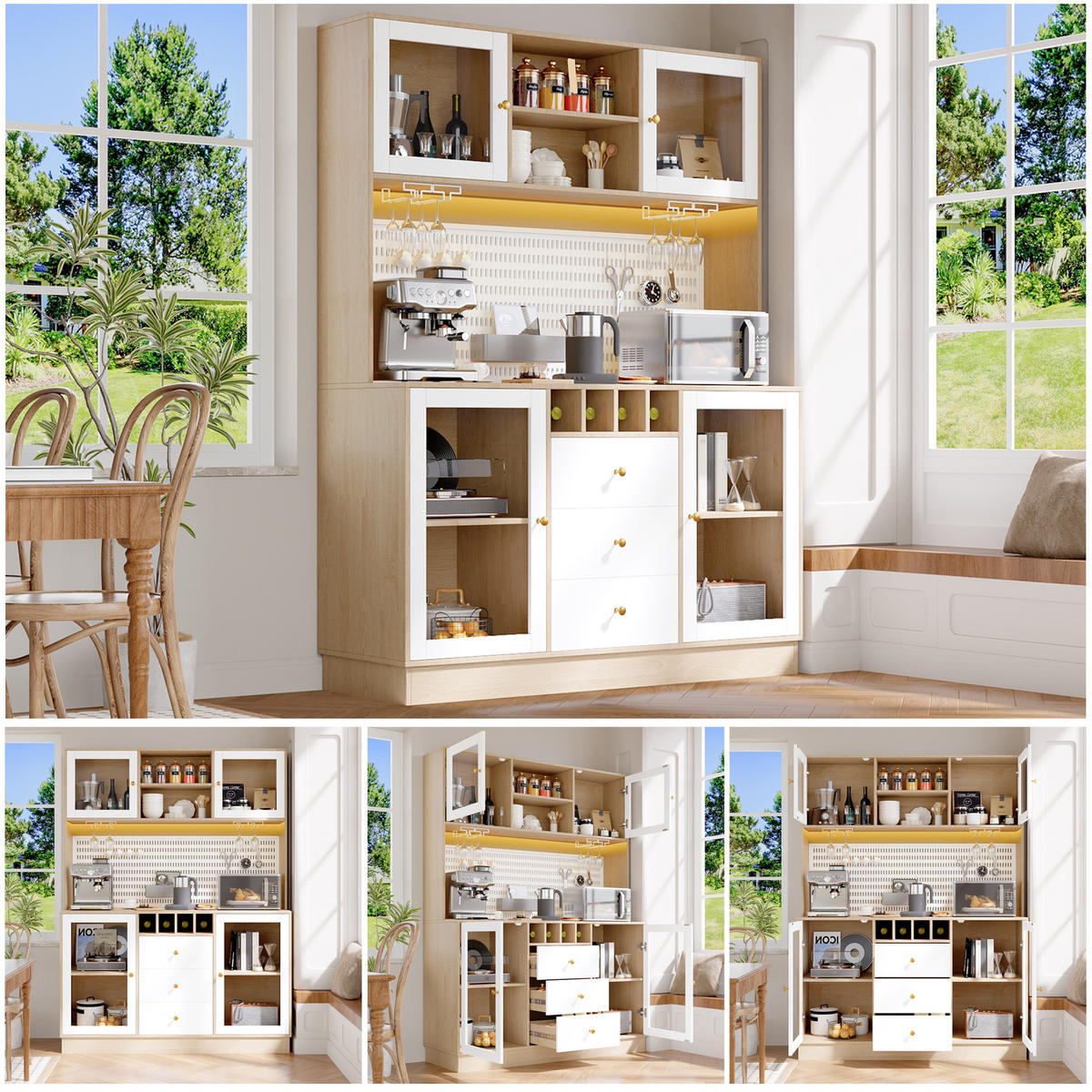 BUFFETSCHRANK Smart Weiß 140/40/185.7 cm - Weiß, Holz (140/185.7/40cm) - PANGIVO