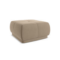POUF Samt Stoff Beige - Beige/Creme, Kunststoff/Textil (60/35/60cm) - Makamii