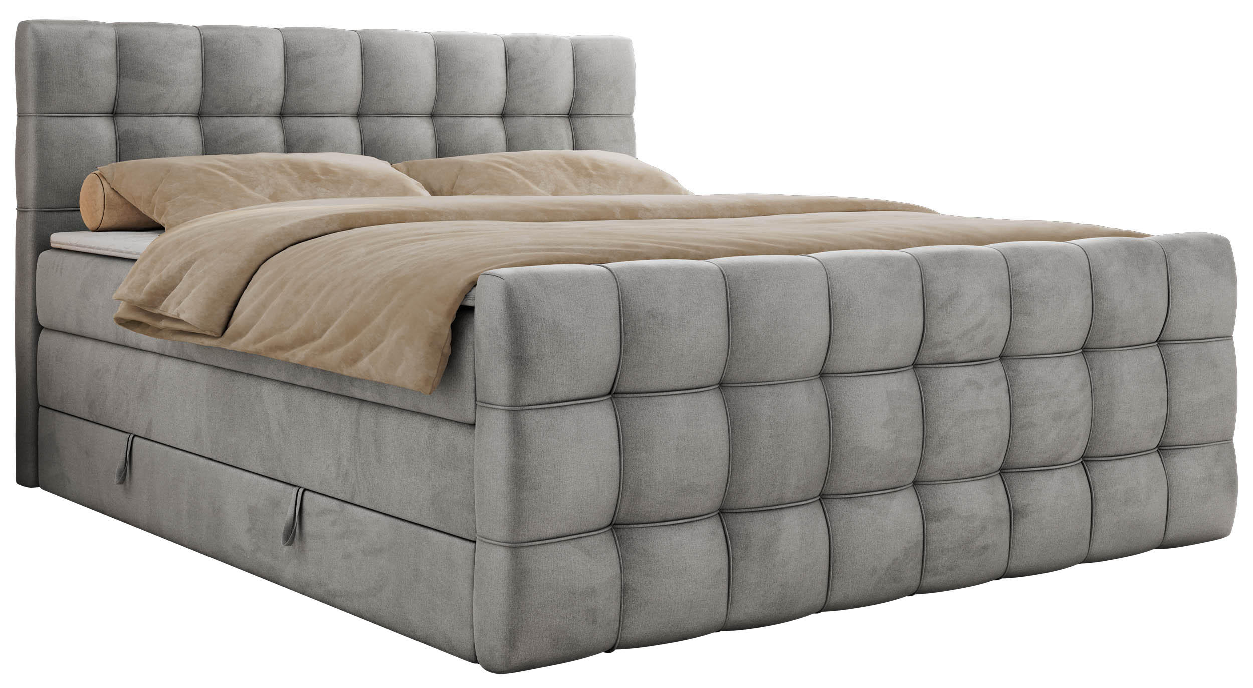 MKS POSTEL BOXSPRING ALTIVO KING DUO 140/200 - Světle šedá Samet - Topper Visco - H4