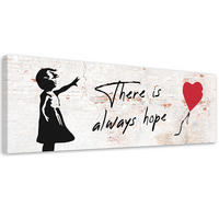 WANDBILD banksy mädchen mit luftballon - Beige, Textil (90/30cm) - Feeby