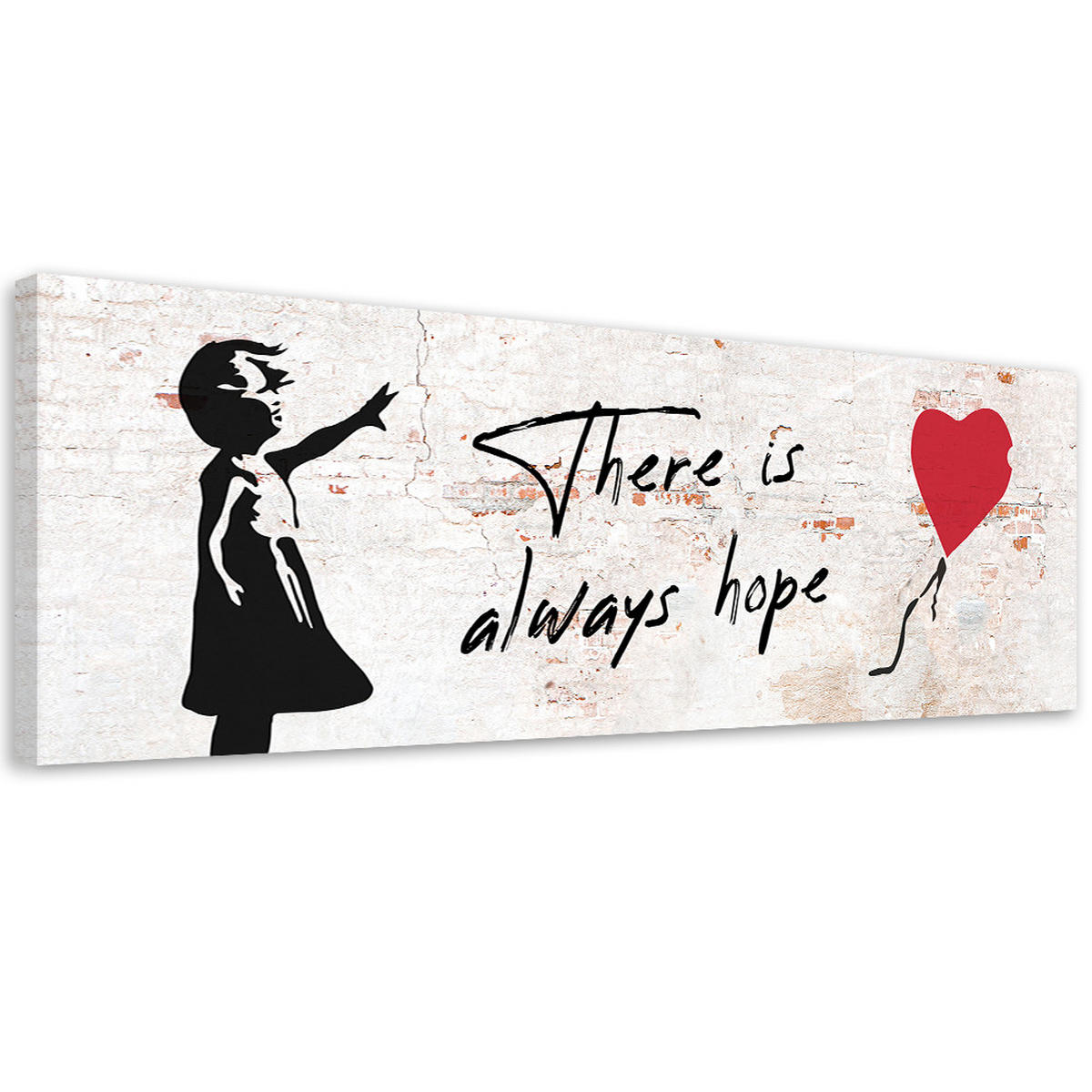 WANDBILD banksy mädchen mit luftballon - Beige, Textil (90/30cm) - Feeby