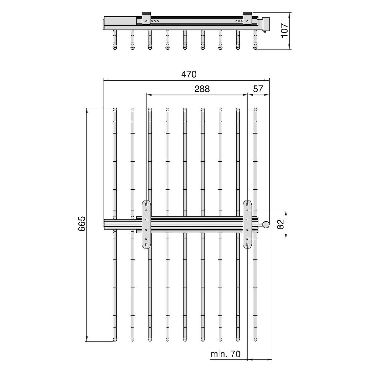 HOSENBÜGEL Ausziehbarer doppelter für Schränke, Verchromt, Stahl und Kunststoff - Chromfarben, Metall (47/11/66.5cm) - EMUCA