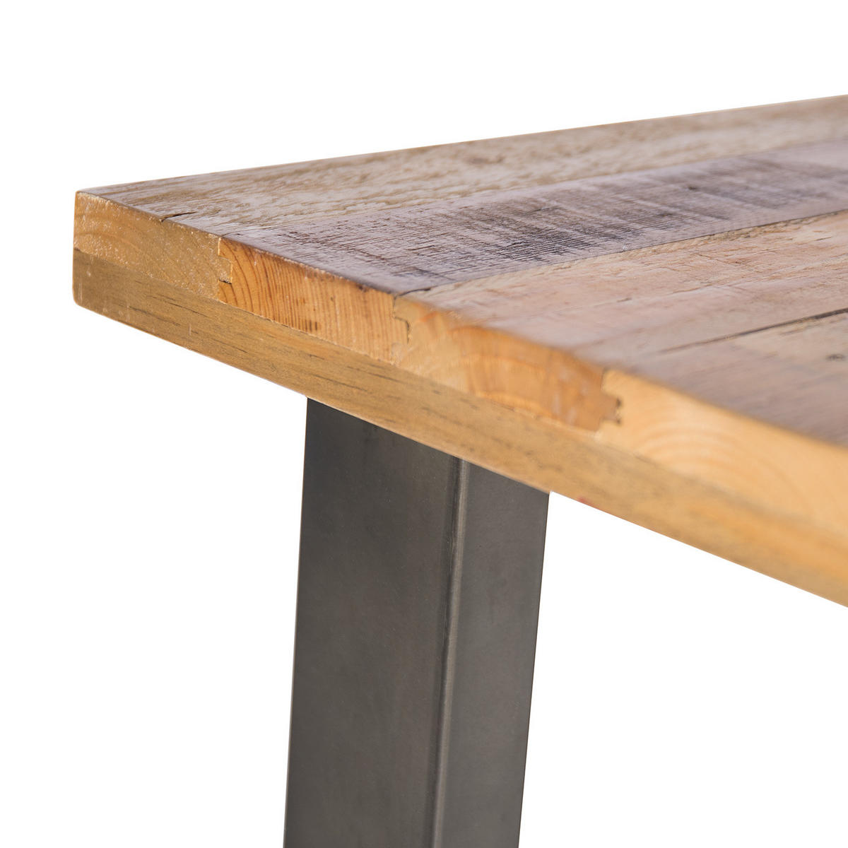 BARTISCH - Pinie massiv / Metall - Beige, Holz (75/120/95cm) - home24