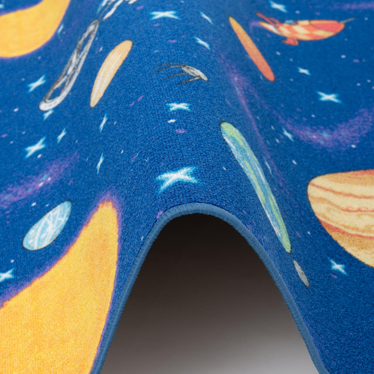 KINDER SPIEL TEPPICH WELTALL RUND - Blau, Textil (100/100cm) - Snapstyle