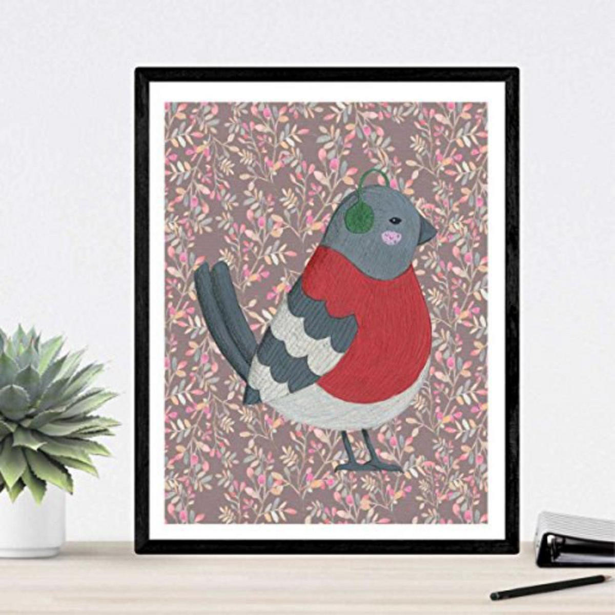 POSTER Set mit 4 süße Tiere A4 Schwarzer Rahmen - Schwarz, Papier (29.7/3cm) - Nacnic